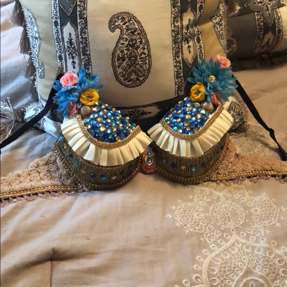 Carnival-rave Beaded Bra, costume top- 36C
